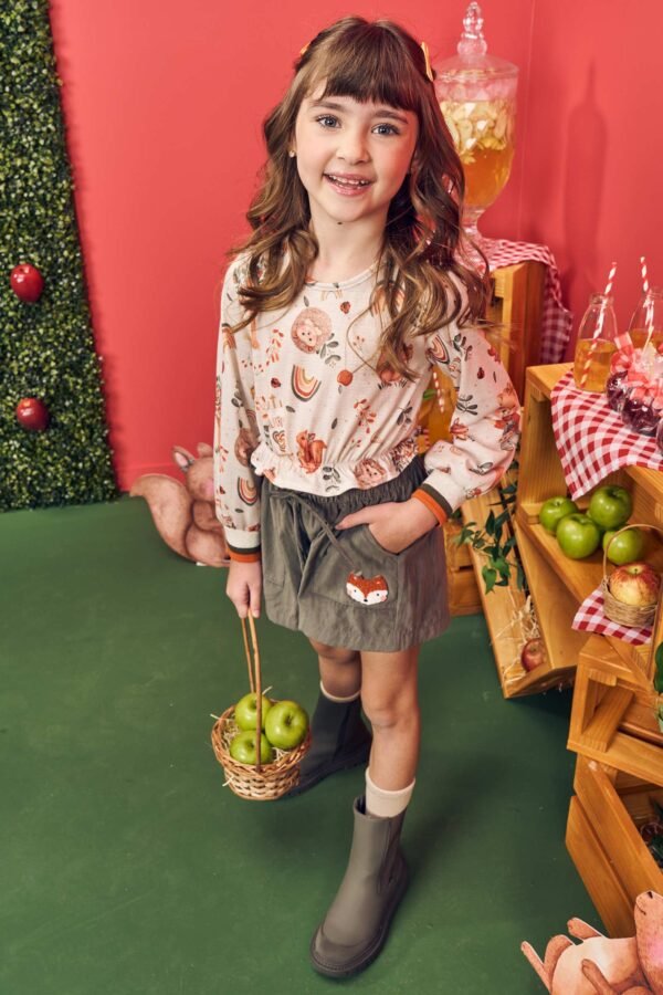 Conjunto de Blusa Boxy em Malha Wave e Shorts em Cupro 70528 Kukiê