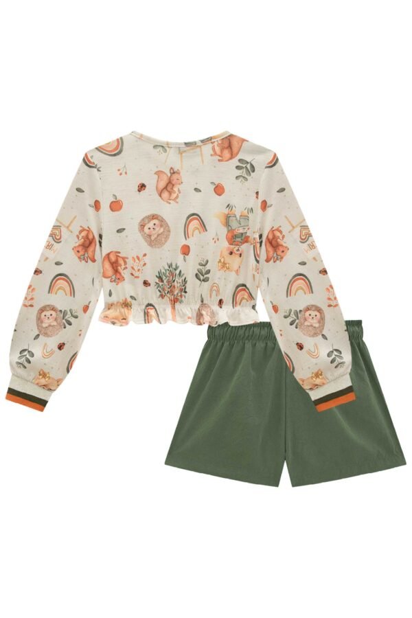 Conjunto de Blusa Boxy em Malha Wave e Shorts em Cupro 70528 Kukiê