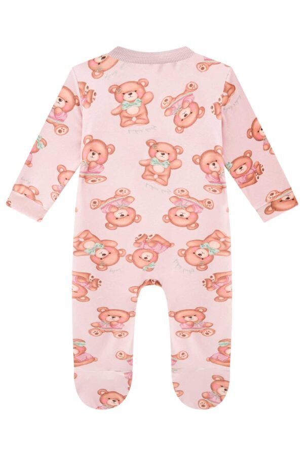Macacão Bebê Kukiê Longo ML Ursinhos Rosa