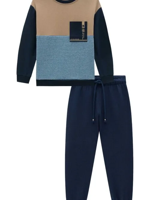 Conjunto de Blusão e Calça Jogger em Moletom sem Pelúcia e Matelassê 70917 LucBoo
