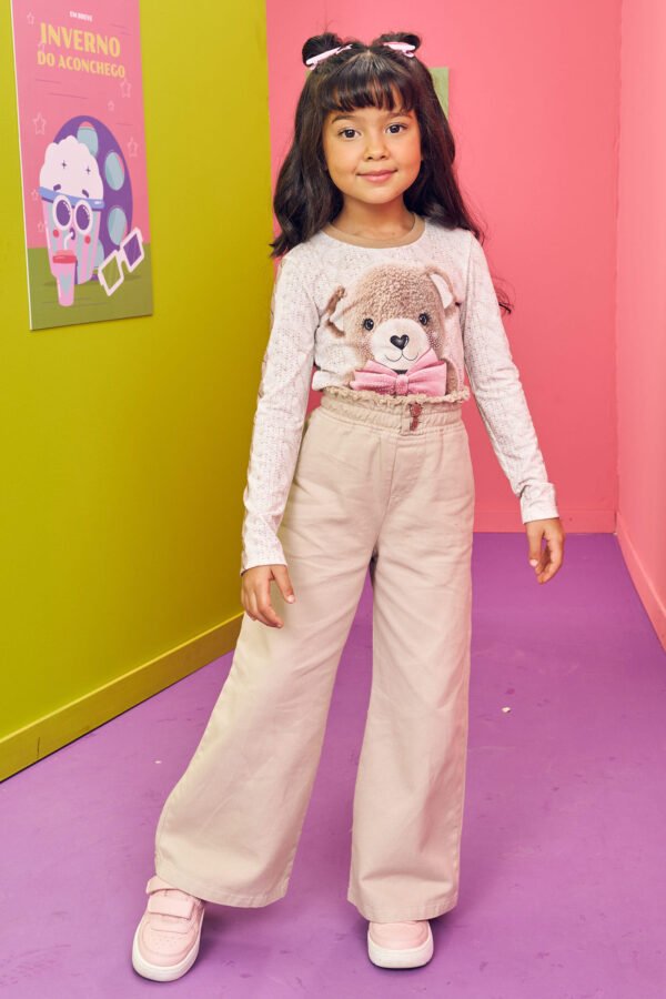 Calça Wide Leg em Sarja 70996 Kukiê