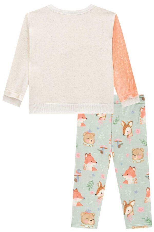 Conjunto de Blusão em Moletom sem Pelúcia e Legging em Molecotton 71082 Kukiê