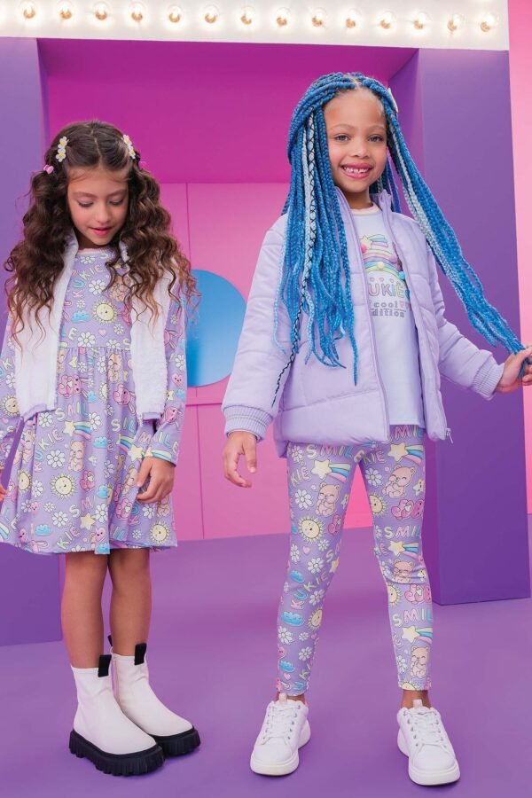 Conjunto de Blusa Alongada em Cotton e Legging em Fly Tech 71587 Kukiê