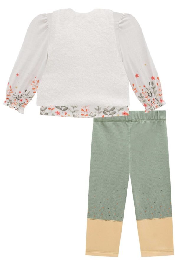 Trio de Bata em Malha Comfy e Legging em Termoskin e Colete em Pelo Carneirinho 71711 Kukiê