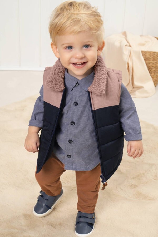 Colete Puffer em Nylon com Gola de Pelo Carneirinho 71776 LucBoo