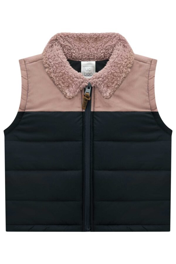 Colete Puffer em Nylon com Gola de Pelo Carneirinho 71776 LucBoo