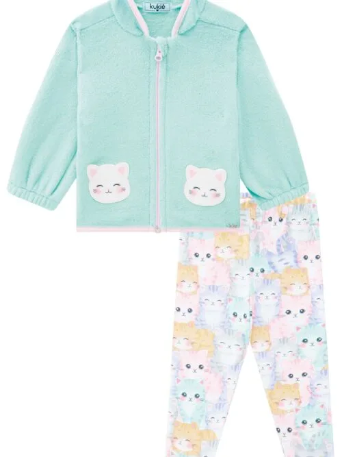 Conjunto de Jaqueta em Fleece Liso e Legging em Termoskin 71957 Kukiê
