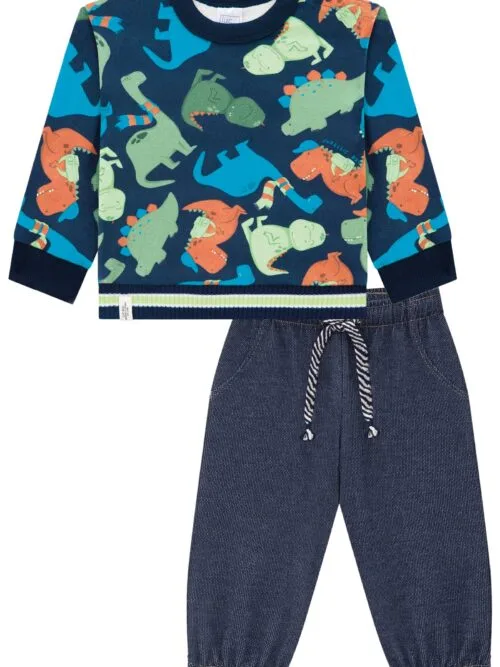 Conjunto de Jaqueta e Calça Jogger em Moletom Flamê com Pelúcia 72104 LucBoo