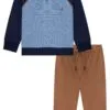 Conjunto de Camiseta Comfy em Malha Trabalhada e Calça em Cotton Jeans 72371 LucBoo