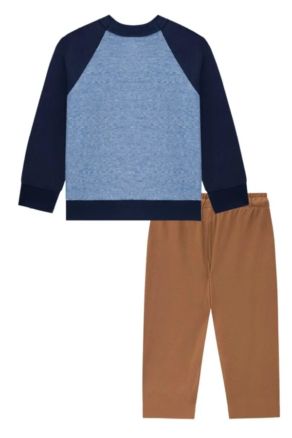 Conjunto de Camiseta Comfy em Malha Trabalhada e Calça em Cotton Jeans 72371 LucBoo